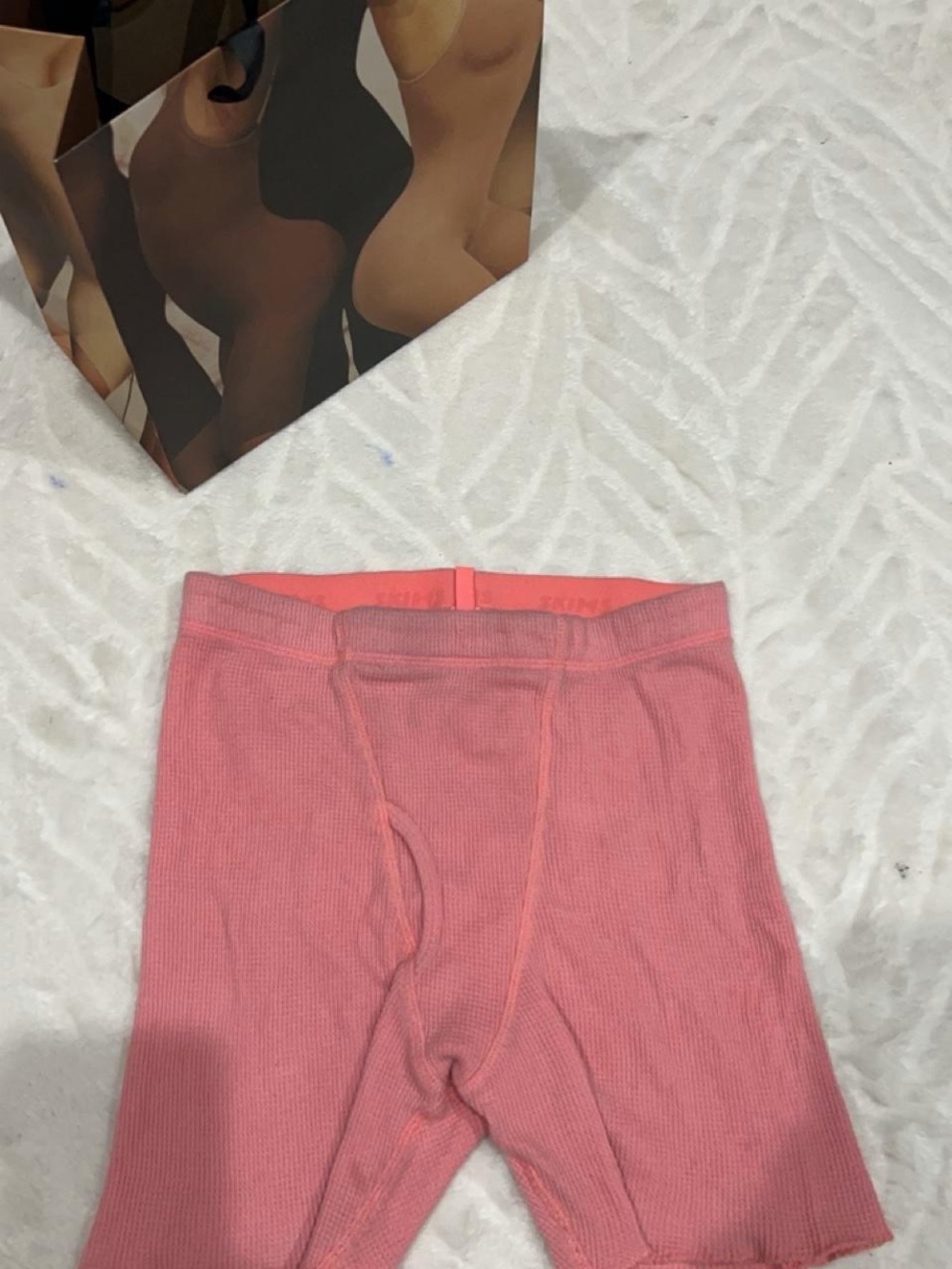 SKIMS Pink Waffle Biker Shorts
